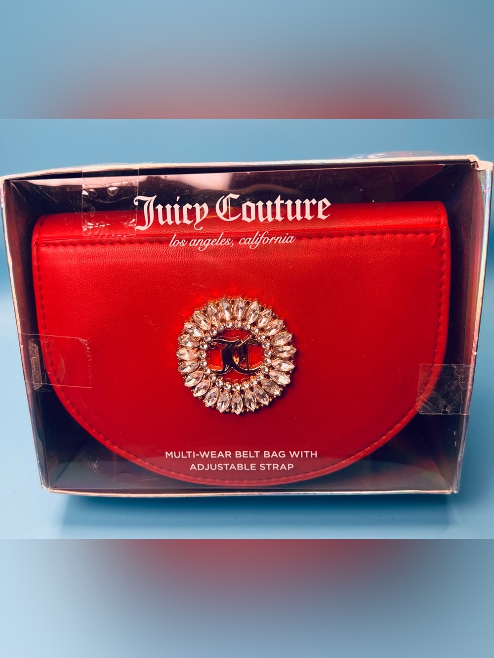 NWT Juicy Couture Red Multi-Wear Belt Bag Crystal Emblem Ready To Gift 🎁